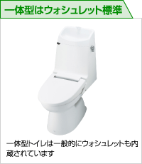 一体型はウォシュレット標準