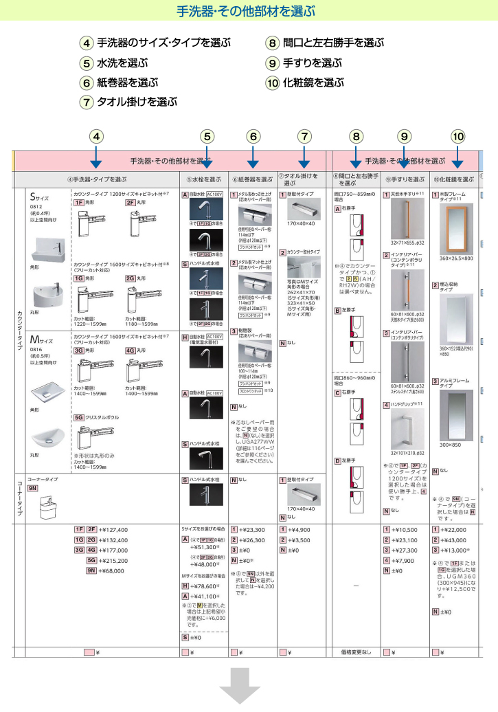 手洗器・その他部材を選ぶ